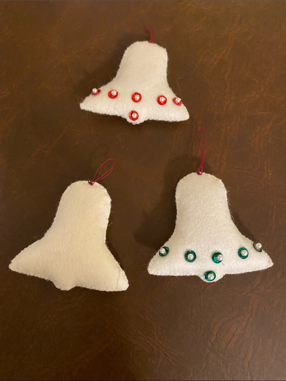 22 Handmade Felt & Needlepoint Christmas Ornaments • Crochet Snowflakes • 1971 - Picture 9 of 17